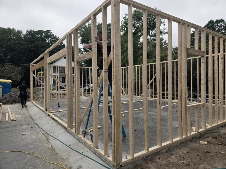 Garage framing in progress Wilmington NC