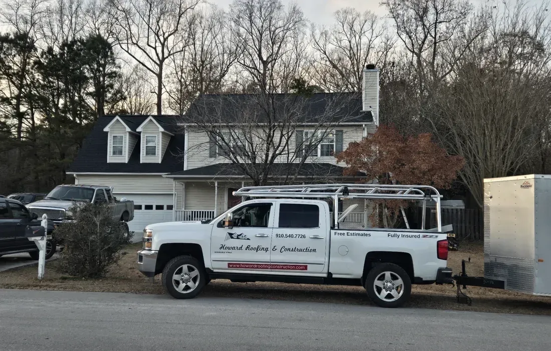 Howard Roofing service truck at a Jacksonville NC project