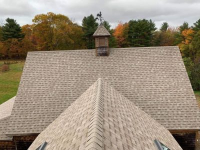 architectural shingle roof pattern on farm house